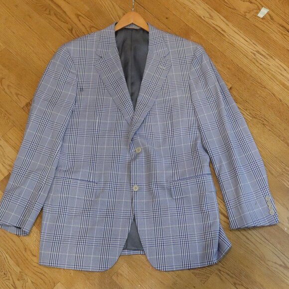CANALI blue white check plaid blazer wool sport coat preppy old money 40R office - Picture 5 of 11